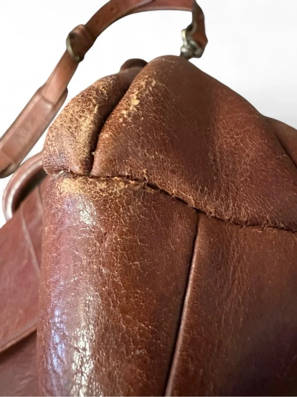 Tumi Chestnut Brown Leather Briefcase with Adjustable Shoulder Strap